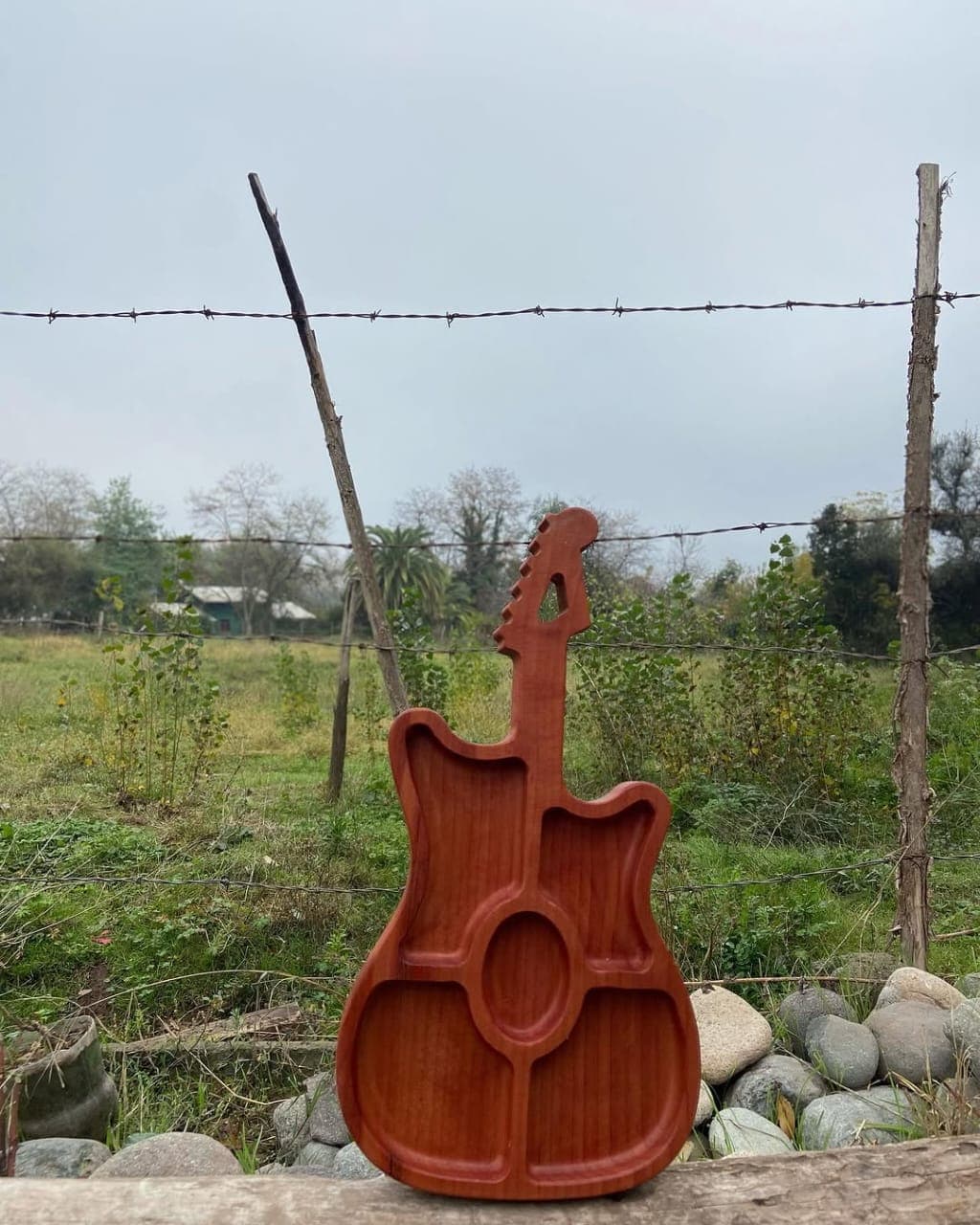 Tabla de picoteo con forma de guitarra